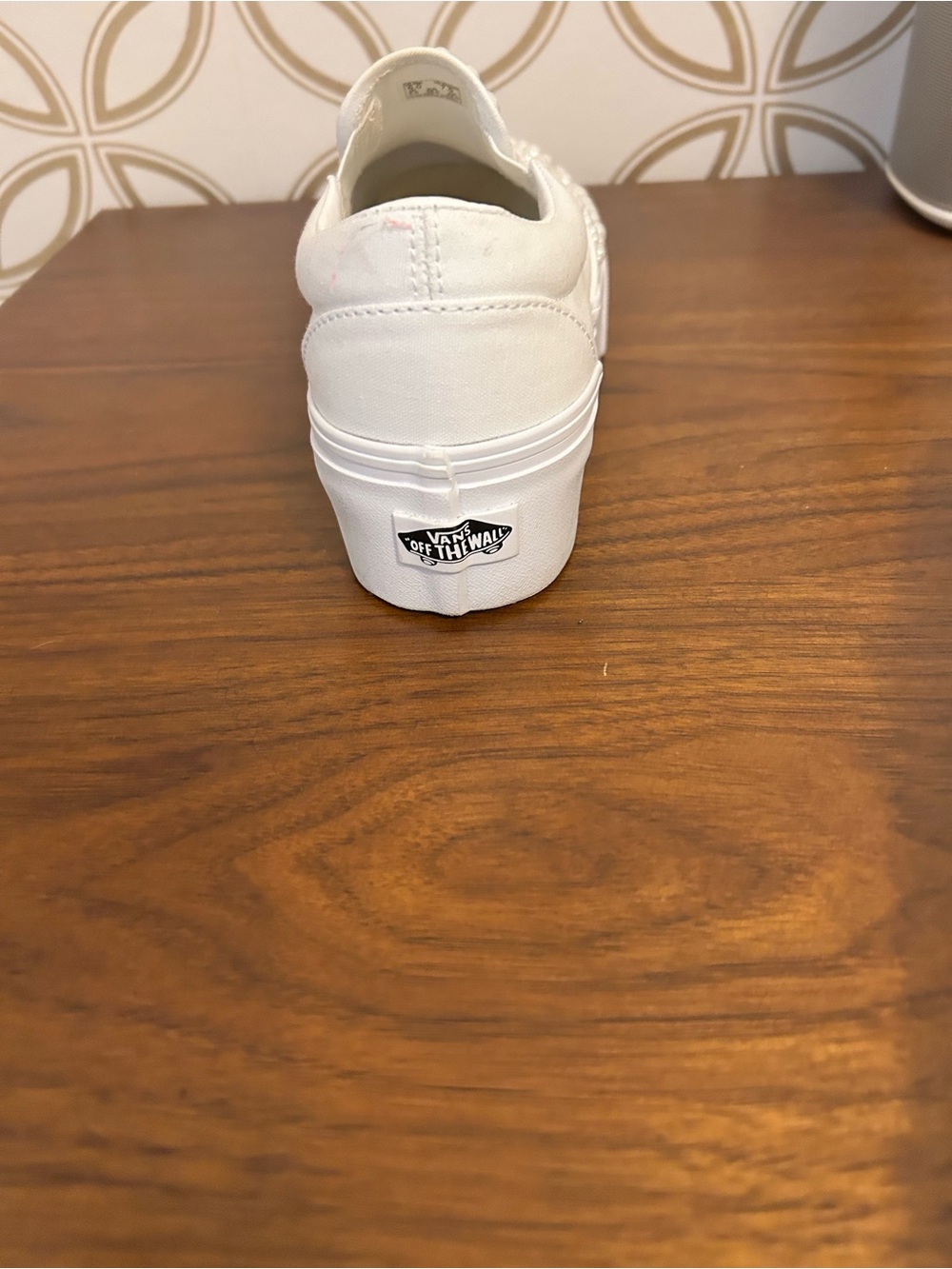 Custom-made Vans Women’s White Pearl-Stud Slip-On Sneakers - Wedding sneaker - Picture 4 of 6